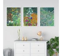 Póster en lienzo, Arte de jardín de granja de girasoles, Arte de jardín italiano, Impresión de Gustav Klimt, Póster de paisaje floral, Decoración de pared (40x60cm/Sin marco)