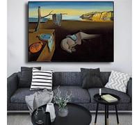 Póster en lienzo con la impresión de Salvador Dalí: La persistencia de la memoria, relojes, pintura al óleo surrealista, arte de pared para sala de estar (50 x 70 cm (20 x 28 pulgadas))
