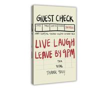 Póster en lienzo con texto en inglés "Live Laugh Leave By 9PM, 20 x 30 cm