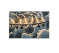 Póster en lienzo de avión de transporte C-17 de la Fuerza Aérea Militar de los Estados Unidos C-17 Glóbemaster III, decoración moderna de fotografía de aviación para 30 x 45 cm