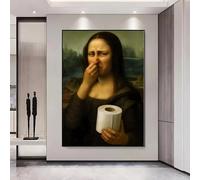 Póster en lienzo de la Mona Lisa con la nariz tapada, arte de pared para decoración de interiores, pasillos, casas y baños (30x40cm/sin marco)