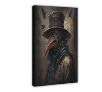 Póster en lienzo de The Plague Doctor in Gothic Art para decoración de dormitorio, paisaje, oficina, habitación, regalo, 50 x 75 cm