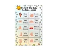 Póster en lienzo para aprender y educar vocabulario en inglés-hindi, 2 lienzos, decoración de dormitorio, paisaje, oficina, habitación, regalo, 12 x 18 pulgadas (30 x 45 cm)