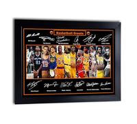 Póster enmarcado A4 de All Time Basketball Greats firmado/autografiado (copia) Kobe Bryant, Michael Jordan, etc. Enmarcado (23 cm x 32 cm) Impresión