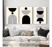 Póster enmarcado de arte geométrico abstracto escandinavo, lienzo moderno con líneas simples en blanco y negro, impresión para decoración del hogar y la oficina (40 x 60 cm x 3 cm/marco interior)