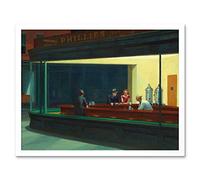 Póster enmarcado de Edward Hopper Nighthawks Iconic Painting Art Print 30,5 x 40,6 cm