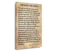 Póster enmarcado de Theodore Roosevelt de The Man In The Arena, impresiones inspiradoras de arte de pared, cuadros modernos, vintage, citas motivacionales, decoración de pared para dormitorio