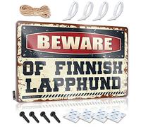 Póster enmarcado personalizado | Beware Of Finnish Lapphund Summer Basement Decor (20 x 30 cm)