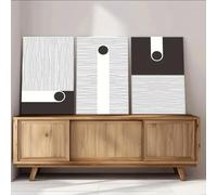 Póster escandinavo con impresión abstracta minimalista moderna en blanco y negro, arte lineal neutro, póster creativo geométrico, estética para habitación, 75 x 110 cm x 3, sin marco