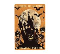 Póster Espeluznante De Halloween, Nada Que Hacer Hoy, Creemos Problemas Pintura De Hojalata Placa Divertida Pared Muestra Placa Decoración Carteles De Pared De Metal para Hogar Baño Jardín