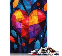 Poster espressionista astratto a Forma di Cuore - Puzzle d'arte Geometrica Vibrante con Amore per adulti, 500 pezzi, Puzzle in Legno Come Regalo, gioco Educativo per adulti (52x38 cm)