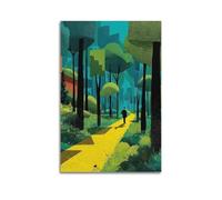 Póster estético de The Yellow Brick Road in An English Garden con árboles en ambos lados para habitación, lienzo estético para decoración de dormitorio, 40 x 60 cm, estilo sin marco