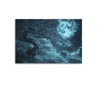 Póster estético moderno de luna y búho para decoración de dormitorio, imágenes de Bláck Aṇd Whīte, decoraciones de pared para oficina, baño, pasillo, comedor (2) 12 x 18 pulgadas (30 x 45 cm)