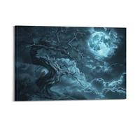 Póster estético moderno de luna y búho para decoración de dormitorio, imágenes de Bláck Aṇd Whīte, decoraciones de pared para oficina, baño, pasillo, comedor (2) 24 x 36 pulgadas (60 x 90 cm)