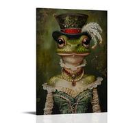 Póster estético vintage con retrato de rana nobleza para pared, decoración retro para sala de estar, obras de arte, pintura de pared, lienzo de regalo, decoración del hogar, 20 x 30 cm