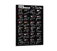 Póster F1 con calendario 2024, pintura sobre lienzo, póster artístico de pared, impresión de pergamino, decoración de paredes, pósteres para el hogar, 20 x 30 cm