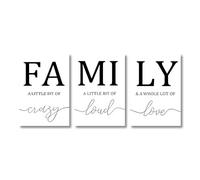 Póster familiar simple en blanco y negro de 3 piezas, fondo moderno, lienzo, arte de pared, impresiones, imágenes para sala de estar, decoración del hogar (50 x 70 cm x 3/sin marco)