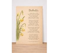 Póster floral de pared con poema de narcisos de William Wordsworth, diseño botánico vintage, tamaño A4
