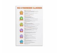 poster Food Handler Training Poster - Big 6 Pathogens Reference Chart for Foodborne Illness Awareness, Compliance Wall Art for Kitchen, Deli & Bakery(Unframed,16x24inch(40x60cm))