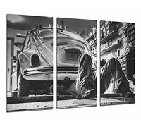 Poster Fotográfico Coche vintage, escarabajo blanco y negro Tamaño total: 97 x 62 cm XXL