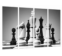 Poster Fotográfico Juego de Mesa Ajedrez, Blanco y Negro, Piezas, Fichas Tamaño total: 131 x 62 cm XXL
