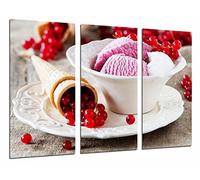 Poster Fotográfico Pasteleria, Heladeria, Helado fresa con Fruta y cucurucho Tamaño total: 97 x 62 cm XXL