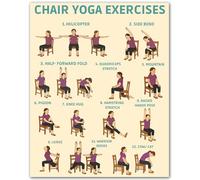 poster Gift for Active Seniors - Chair Yoga Exercise Chart & Gentle Guide, Uplifting Wall Art for Parents, Grandparents, and Caregivers Support(Unframed,16x24inch(40x60cm))