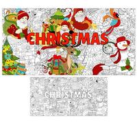 Póster gigante de mandala para colorear para niños y adultos, feliz Navidad, bricolaje, dibujo, mantel para colorear, mandala, Navidad, póster para colorear, pancarta en blanco para decoración de