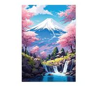 Póster Grabado en Madera Anime Cascada Fuji,Lienzo Pintado Manga Caricatura,Láminas Decorativas Murales Estética Edo,Obra Arte Mural Exposición Japonesa,Decoración para Dormitorio Hogar,Sin Enmarcar