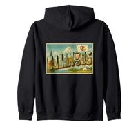 Póster gráfico de Viaje Retro Vintage de Illinois Chicago de los años 50 Sudadera con Capucha