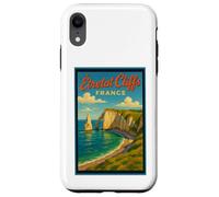 Póster gráfico de viaje vintage de los años 50 de Étretat Cliffs, Francia Carcasa para iPhone XR