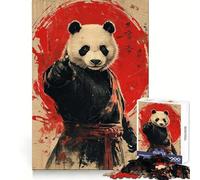 Póster Guerrero Panda, Rompecabezas de 1000 Piezas para Adultos, Regalos, Mejora de la Memoria, Tiempo Libre, Arte de Pared de Corte preciso, Decoración (38x52cm)