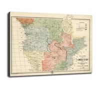 Póster histórico de mapa antiguo de África del Sur, póster histórico para el hogar, juego de 1 decoración con marco de 32 x 24 pulgadas