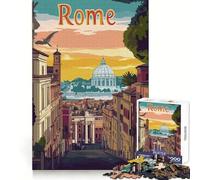 Póster ilustrado de la Ciudad de Roma, Rompecabezas de 1000 Piezas para Adultos, para Mejorar la Memoria y aliviar la ansiedad Diseño artístico para armar Regalo (38x52cm)