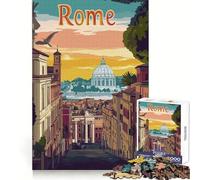 Póster ilustrado del Paisaje Urbano de Roma, Rompecabezas para Adultos de 1000 Piezas, ejercita la Mente, relaja la Mente, Pieza de colección de Arte de Borde preciso (50x75cm)
