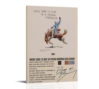 Póster impermeable de Bad Bunny Nadie Sabe Lo Que Va A Pasar Mañana, lienzo decorativo adecuado para oficina, dormitorio, sala de estar, póster de 40 x 60 cm, estilo marco