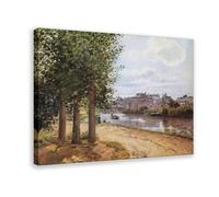 Póster impreso de Camille Pissarro - Pontoise Banks of The Oise para habitación de adolescentes y niños, lienzo para pared, marco de 30,5 x 45,7 cm