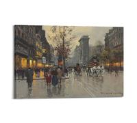 Póster impreso de Edouard Cortes Painters' Works「Edouard Leon Cortes The Porte Saint Denis Paris」 Lienzo impreso para sala de estar, dormitorio, oficina, decoración del hogar, 50 x 75 cm