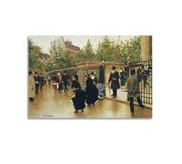 Póster impreso de Jean Béraud Sortant De La Madeleine con foto artística, lienzo decorativo para el hogar, dormitorio, decoración moderna, 50 x 75 cm
