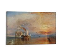 Póster impreso de The Fighting Temeraire, Tugged to Her Last Berth to Be Broken Up by J. M. W. Lienzo decorativo para pared, 40 x 60 cm