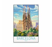 Póster Impreso De Viaje De España, Paisaje De La Ciudad De Barcelona, Impresión Colorida De Marbella, Arte Colorido, Pintura En Lienzo, Decoración De Sala De Lectura 30X40Cm Sin Marco