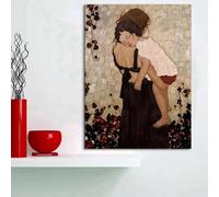 Póster impreso en lienzo, arte mural clásico vintage, famosa pintura abstracta de madre e hijo, decoración para el hogar, sala de estar, dormitorio 70x108cm/28x43 pulgadas marco interior