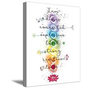 Póster impreso en lienzo con citas de 7 chakras, yoga, meditación, arte de pared, flor de loto, mandala, pintura espiritual motivacional para oficina, baño, decoración de pared (7 chakras, marco de 40 x 60 cm)