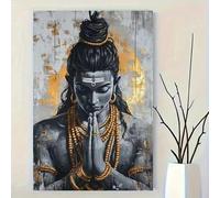 Póster impreso en lienzo con la oración de Shiva al estilo de una pintura al óleo, arte de pared sereno para la decoración de la sala de estar, el dormitorio, la oficina y el hogar (50x70CM/Sin marco)