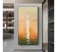 Póster impreso en lienzo, cuadro de paisaje marino al atardecer, obra de arte de estilo nórdico para decoración de sala de estar, oficina y hogar (50 x 100 cm).