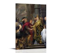 Póster impreso en lienzo de Anthony Van Dyck San Ambrosio con excepción de Teodosio de Milán, 20,3 x 30,5 cm