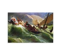 Póster impreso en lienzo de Jules Meynier, Cristo dormido en su barco, 40,6 x 61 cm