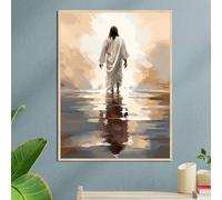 Póster impreso en lienzo HD de Jesús caminando sobre el agua, arte de pared clásico vintage para decoración del hogar, sala de estar y dormitorio (40x60cm/marco interior)