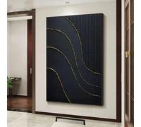 Póster impreso en lienzo, pintura negra sobre lienzo, arte mural minimalista Wabi Sabi, decoración de interiores para oficina y hogar (60x90CM/sin marco)