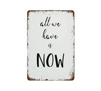 Póster inspirador con cita "All We Have is Now" para pared, divertido letrero de metal vintage para dormitorio, sala de estar, cocina, patio, jardín, decoración de pared, regalo para exteriores e